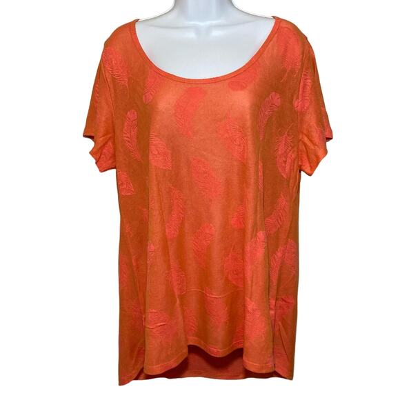 LulaRoe Feathers Jacquard Classic T Shirt Textured Women's Short Sleeve Top XL - Picture 1 of 14